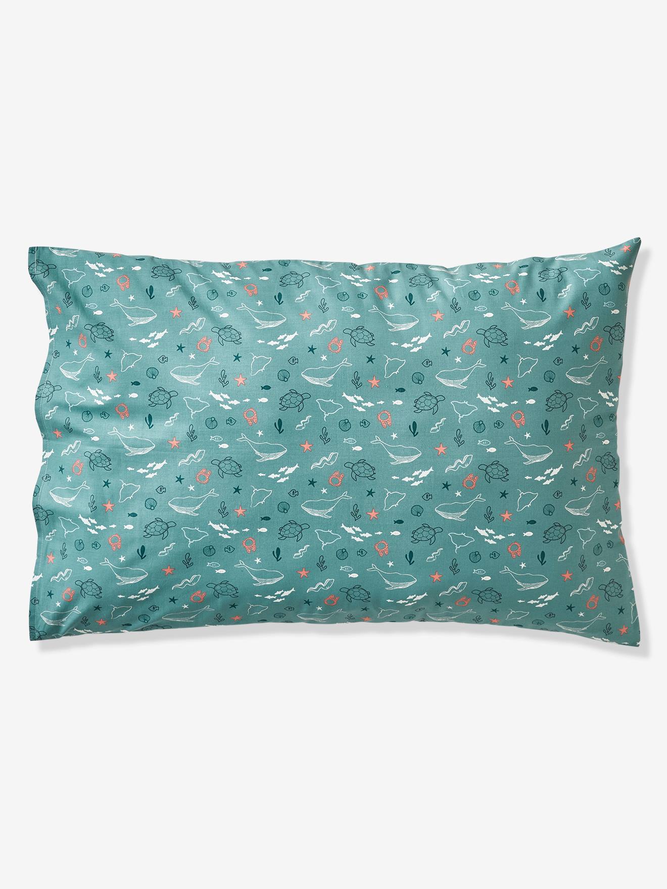 Vertbaudet Kinder Bettwäsche-Set MEERESTIEFE Oeko-Tex - wollweiß/aquamarin