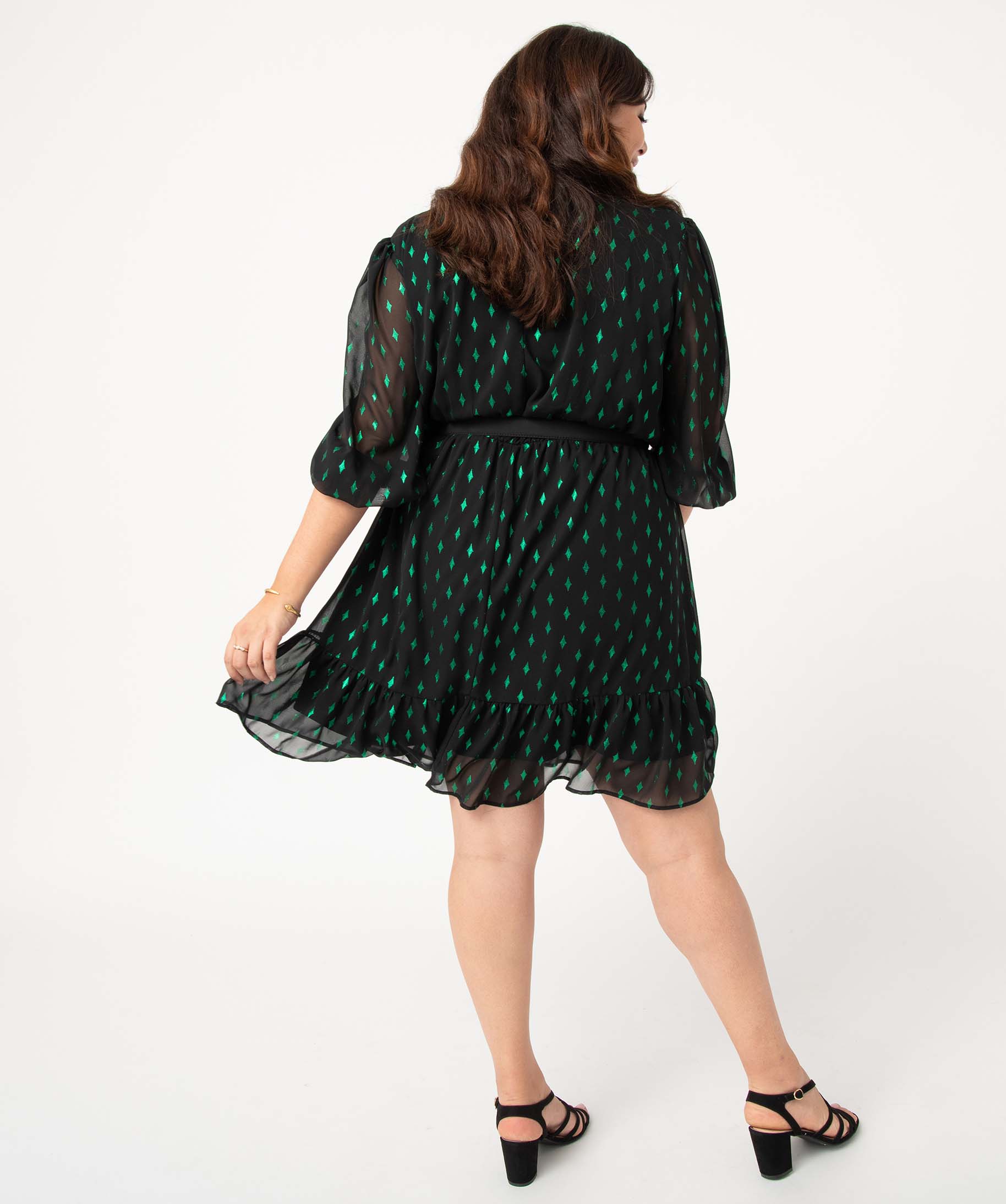 Robe femme grande taille à manches 3/4 avec motifs scintill... vert | GEMO