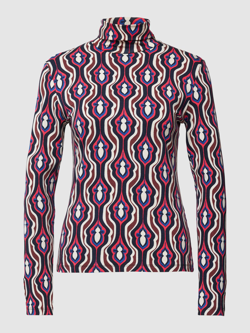 Longsleeve mit Rollkragen in marineblau