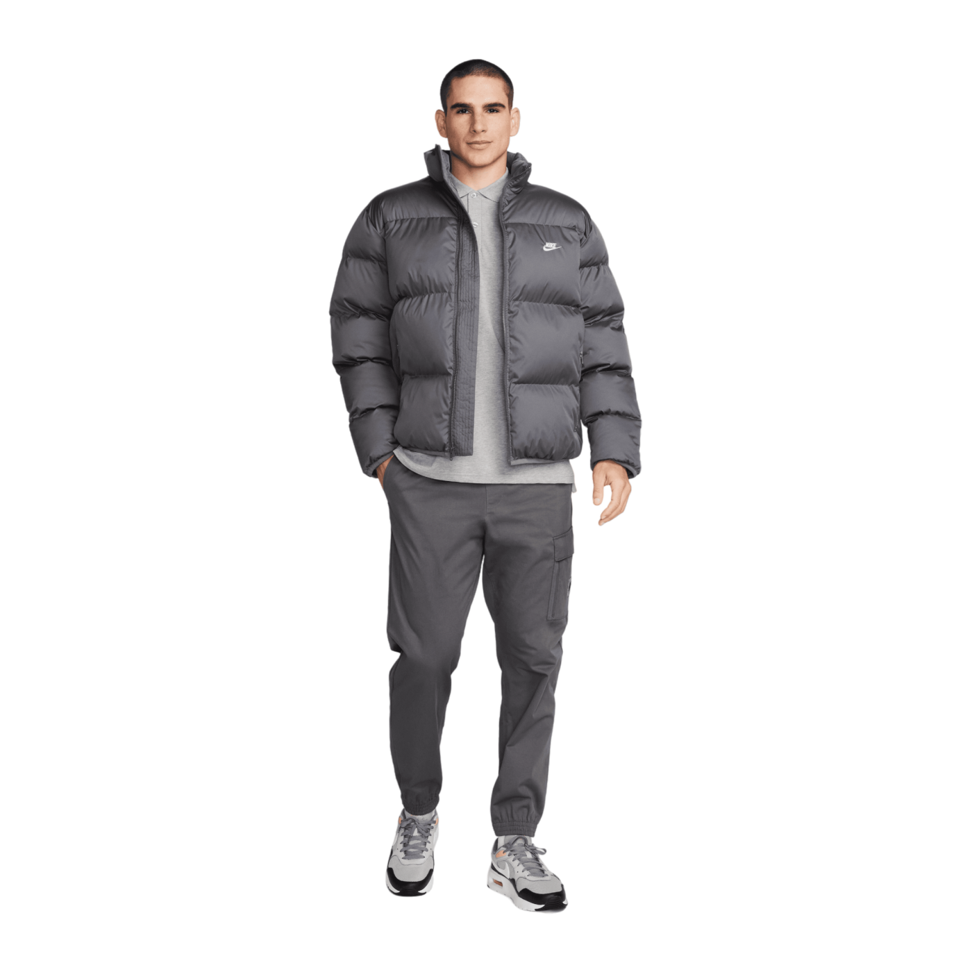 Nike Club Puffer Jacke Grau Weiss F068