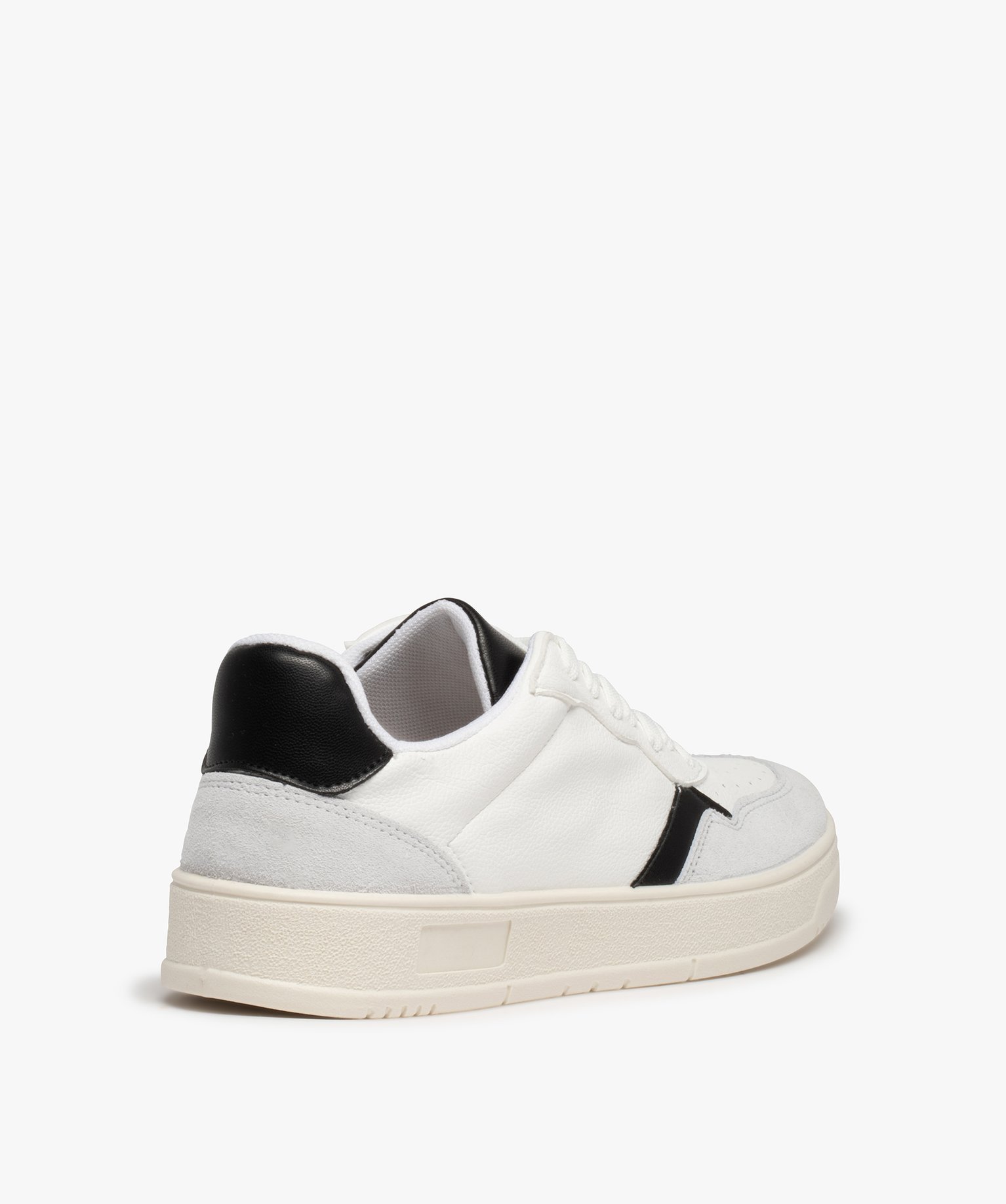 Baskets homme à lacets et détails contrastés style retro blanc | GEMO
