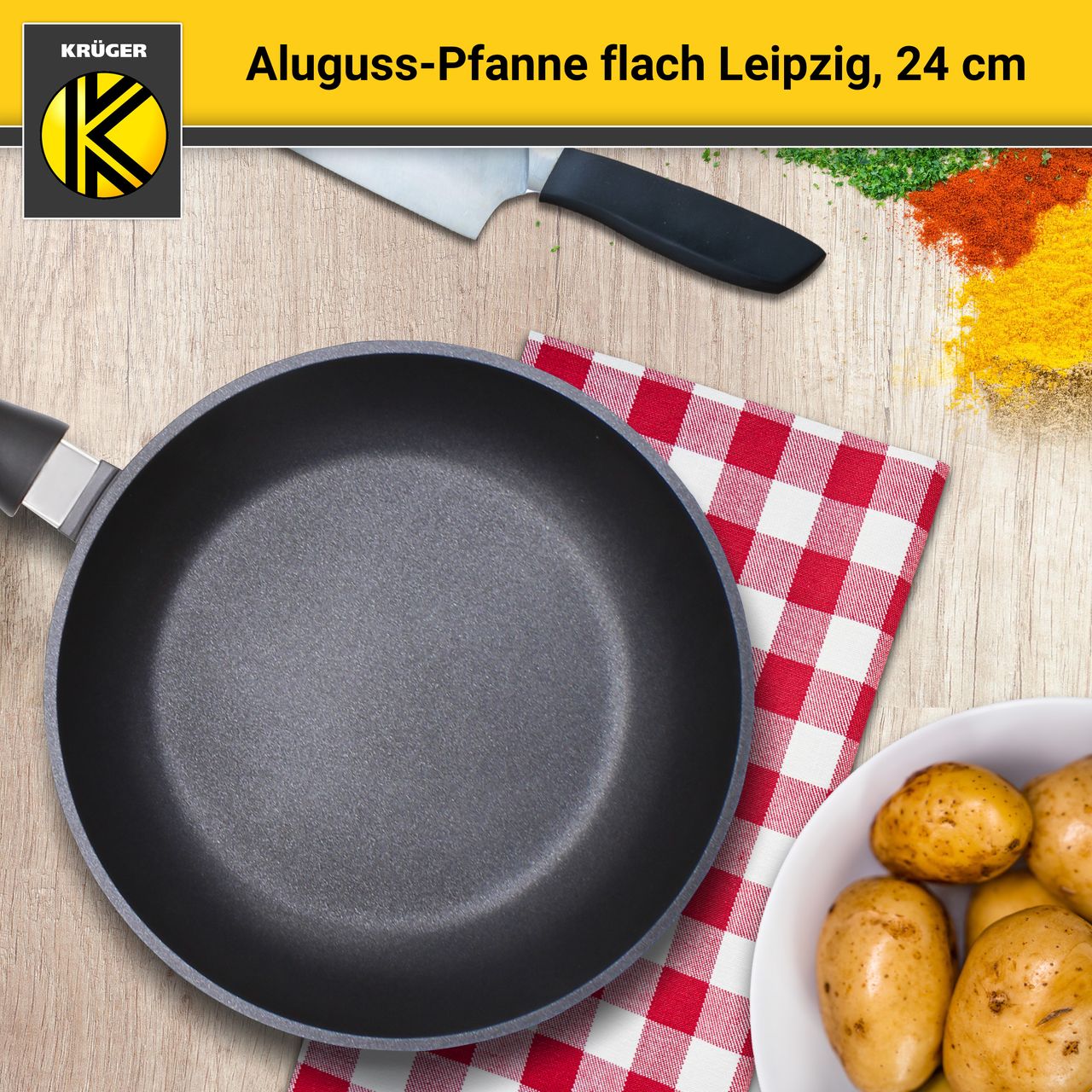 Karl Krüger Aluguss Pfanne LEIPZIG, 24 cm