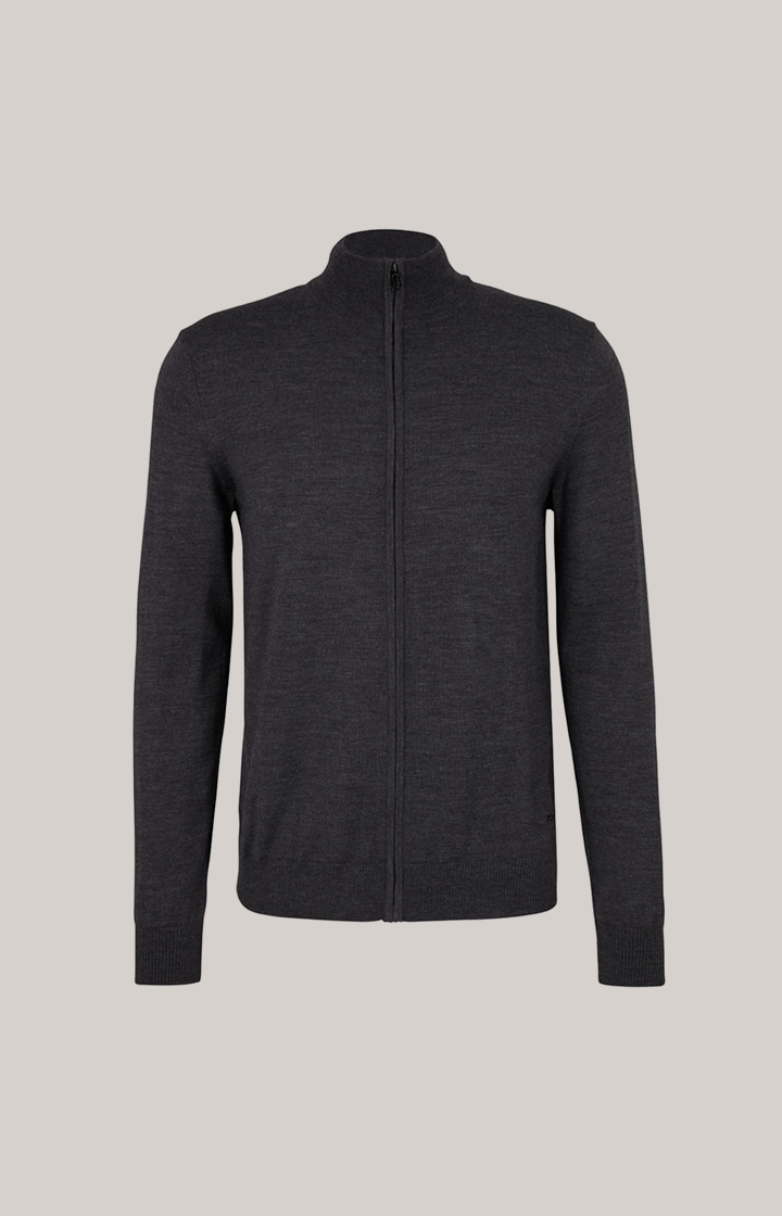 Merinowoll-Strickjacke Davis in Anthrazit