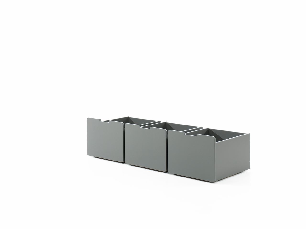 VIPACK Schubladen-Set, best. aus 3 Schubkästen auf Rollen, MDF grau lackiert