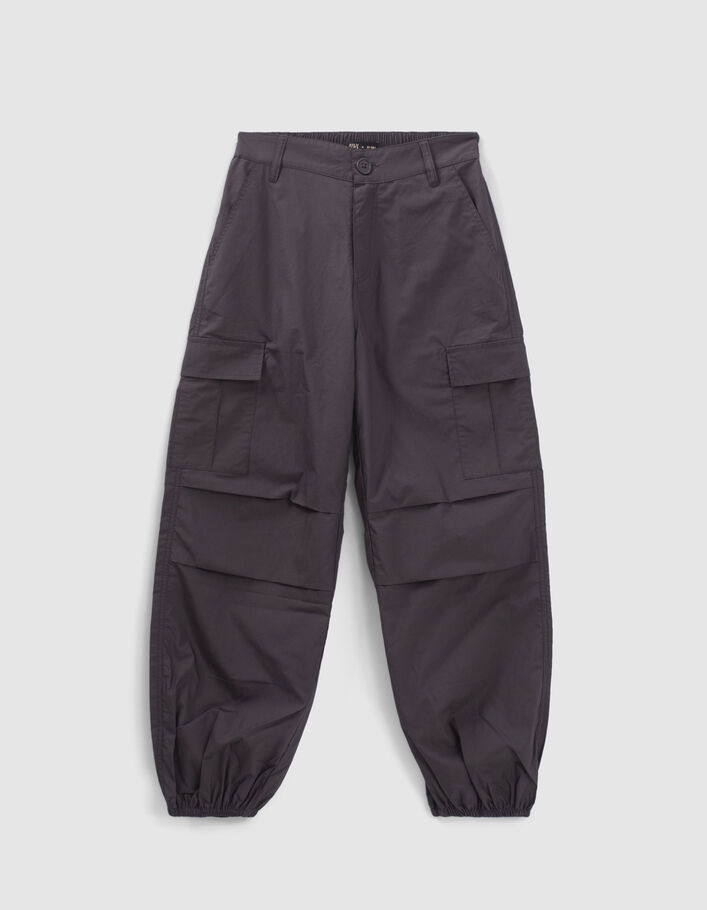 Pantalon BATTLE gris toile esprit parachute fille
