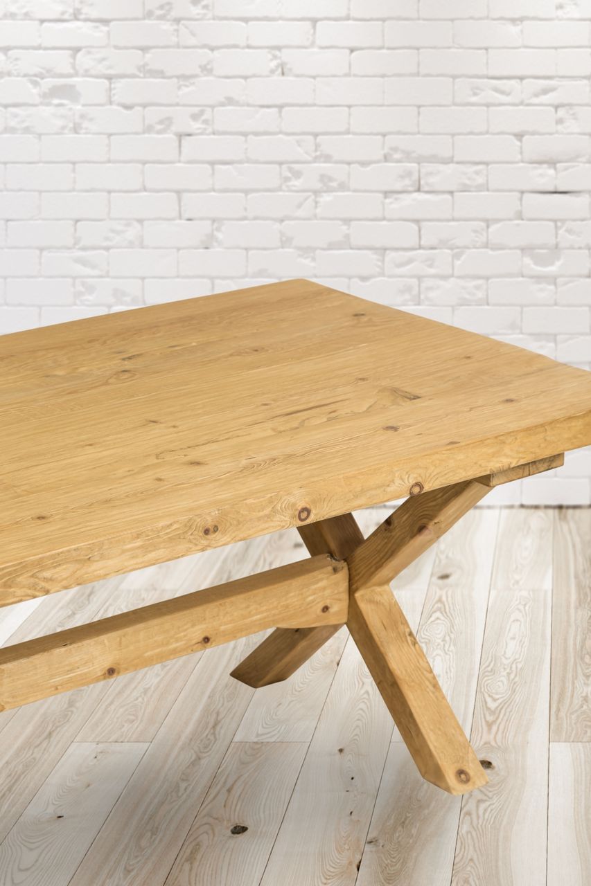 PureHaven Massivholztisch 200x100x76 cm aus Kiefer rustikaler Hingucker standsicher stabil individuelle handgefertigt Vollholz Vintage-Design