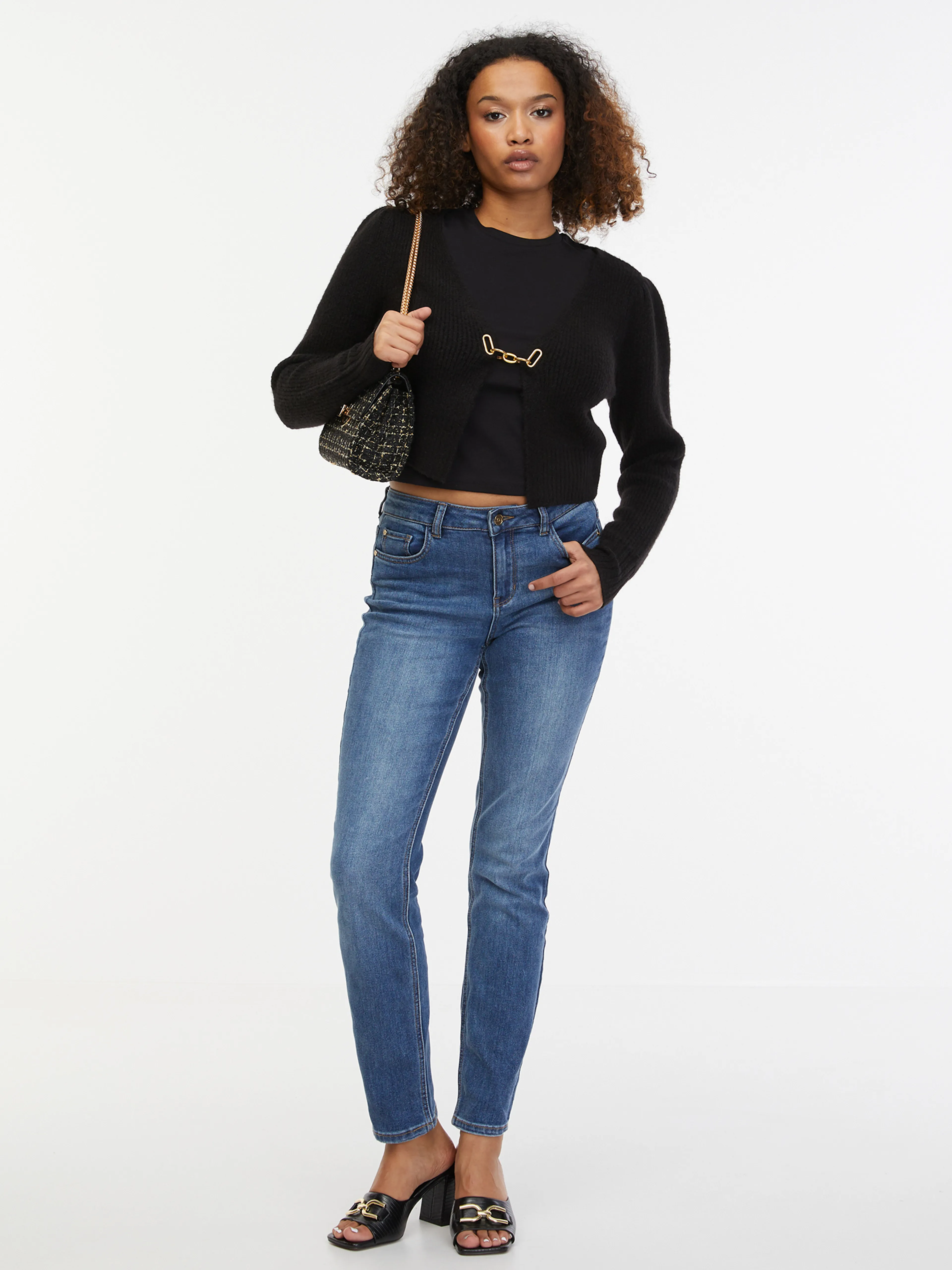 Schwarze Damen-Strickjacke mit Wollmischung ORSAY