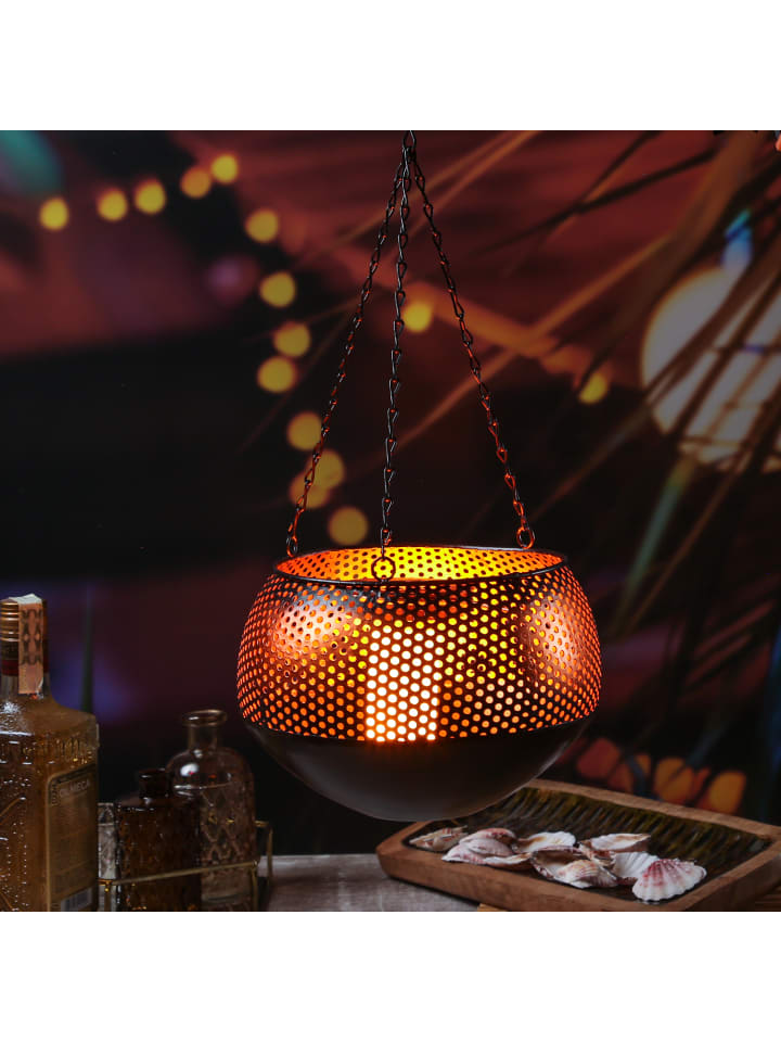 MARELIDA LED Solar Laterne Hängeleuchte mit Flammeneffekt D: 21cm in kupfer günstig kaufen onesize