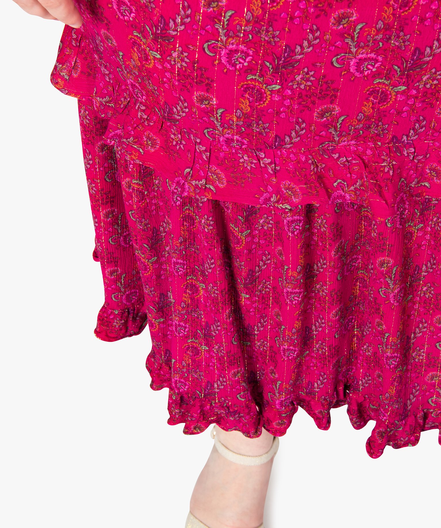Jupe femme grande taille à motifs fleuris et rayures paille... rose | GEMO