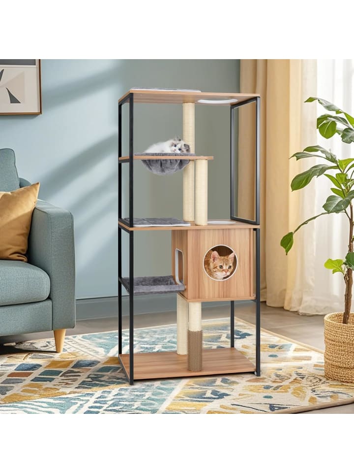 COSTWAY 160cm Kratzbaum Holz in Hellbraun günstig kaufen onesize