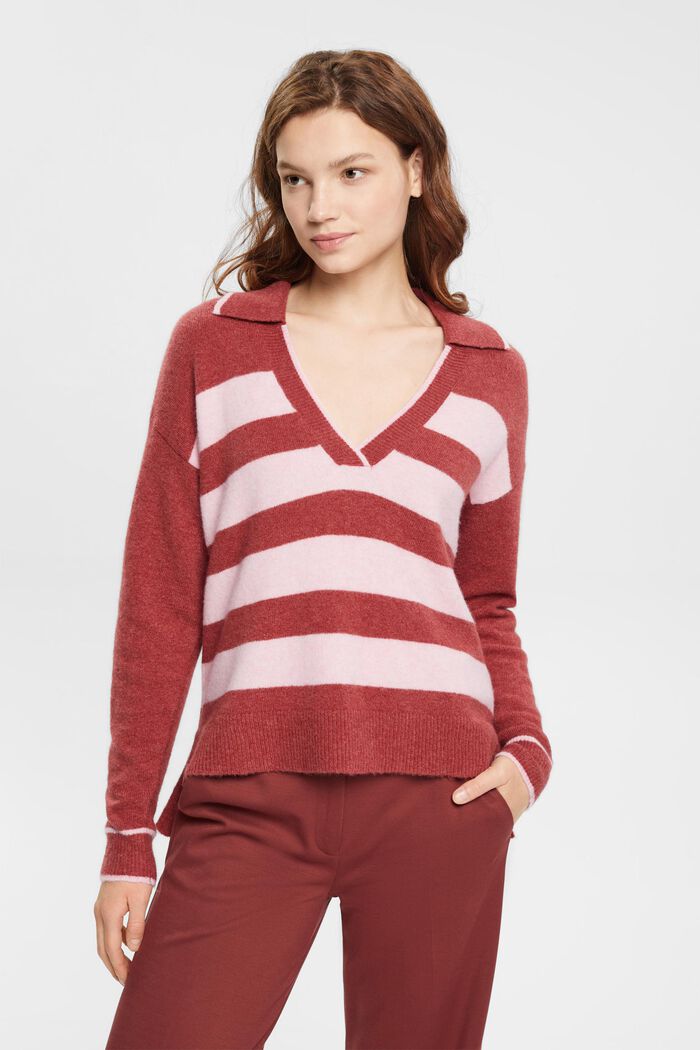Gerippter Wollmix-Pullover