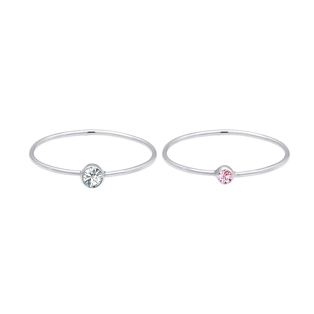 Elli Elli Bague Ensemble pour Femmes Élégant Basique avec Cristaux en Argent Sterling  Bague