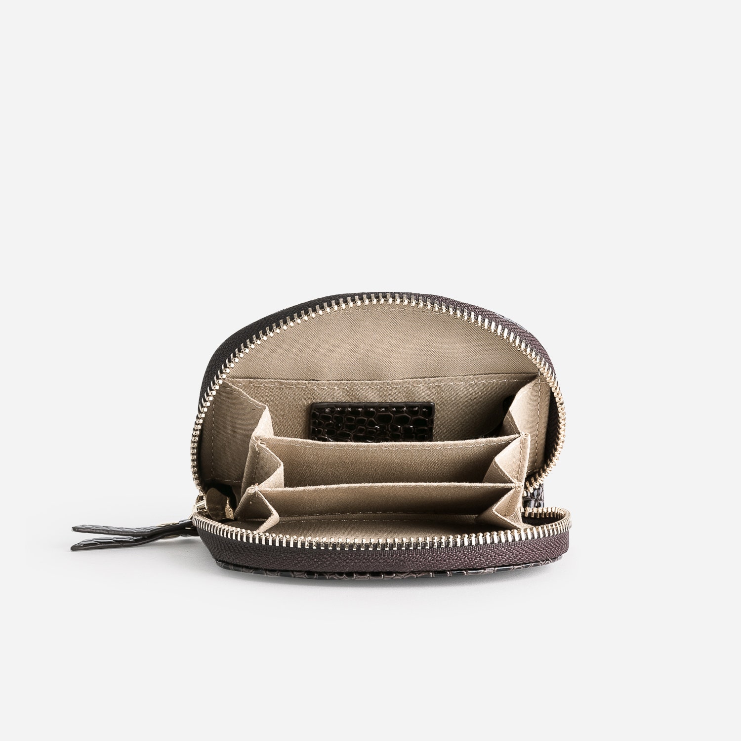 Porte-monnaie marron verni embossé python