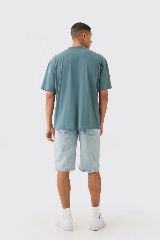 Oversize T-Shirt mit Man Ketten-Stickerei