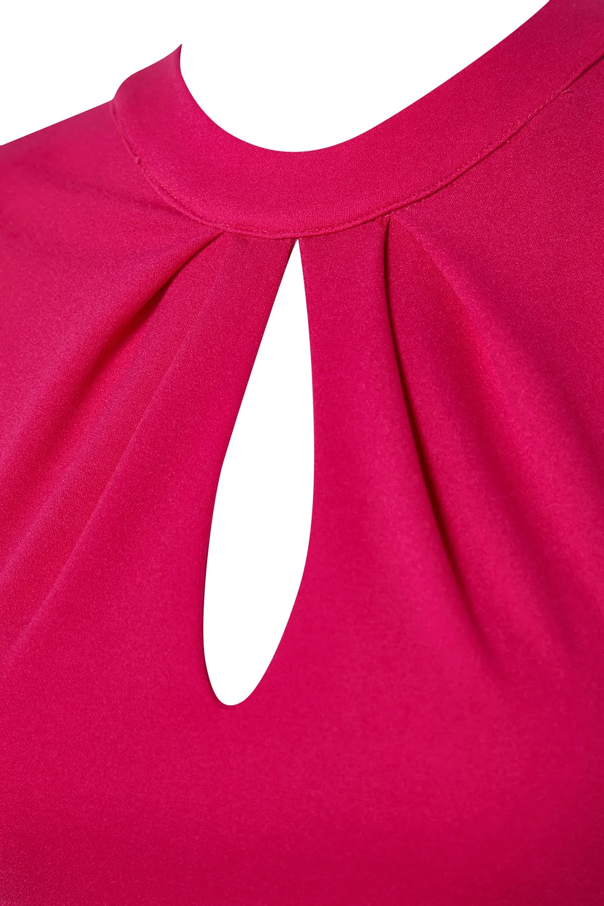 Trendyol Collection  Mini-Strickkleid aus Krepp mit Fuchsia-Kragen und detailliertem Detail TWOSS23EL02015