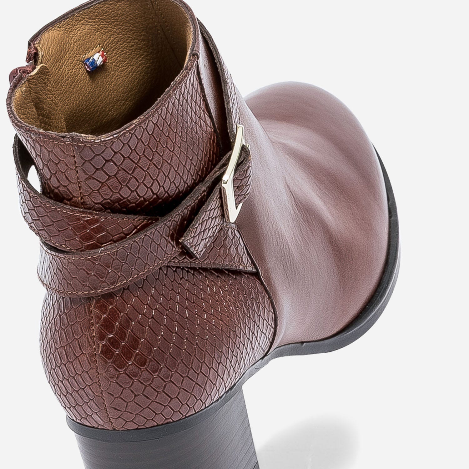 Boots ERAM FLEX cognac en cuir embossé