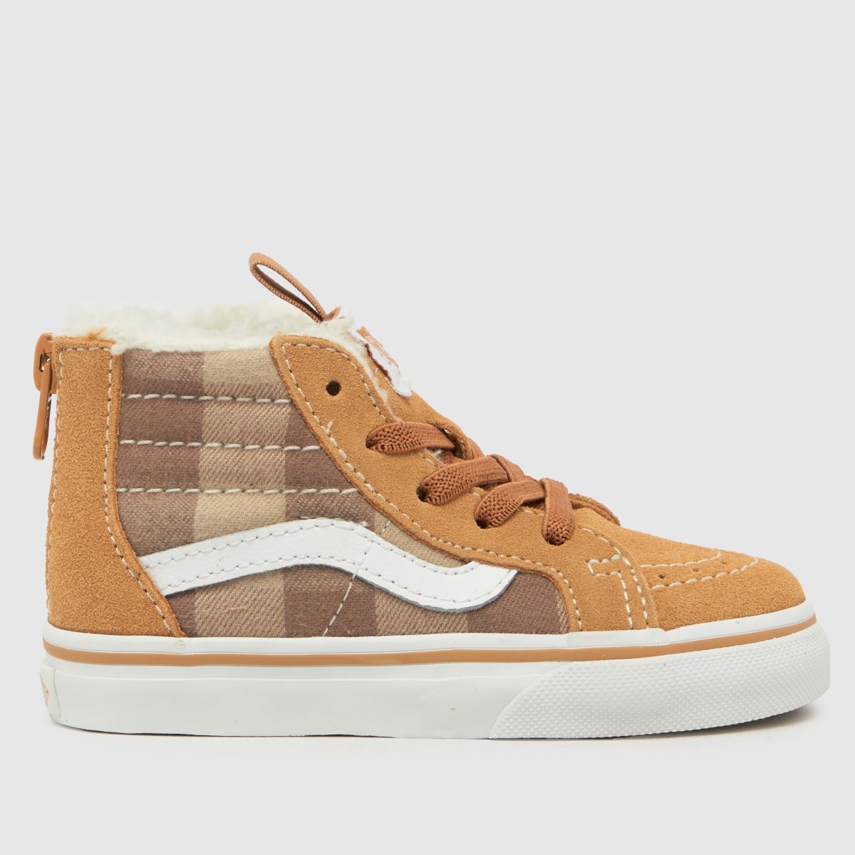Vans beige & bruna sk8-hi dragkedja småbarnsskor