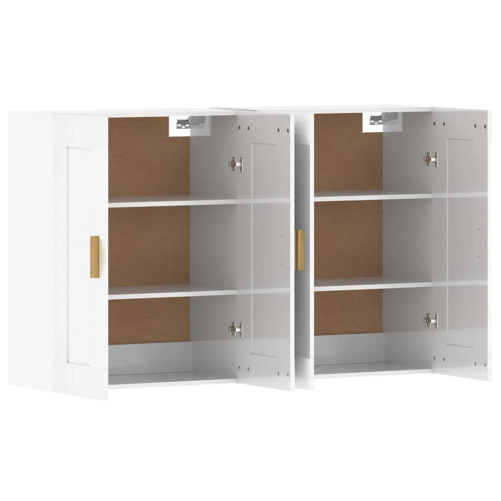 vidaXL Sideboard Wandschränke 2 Stk. Hochglanz-Weiß Holzwerkstoff (2 St)