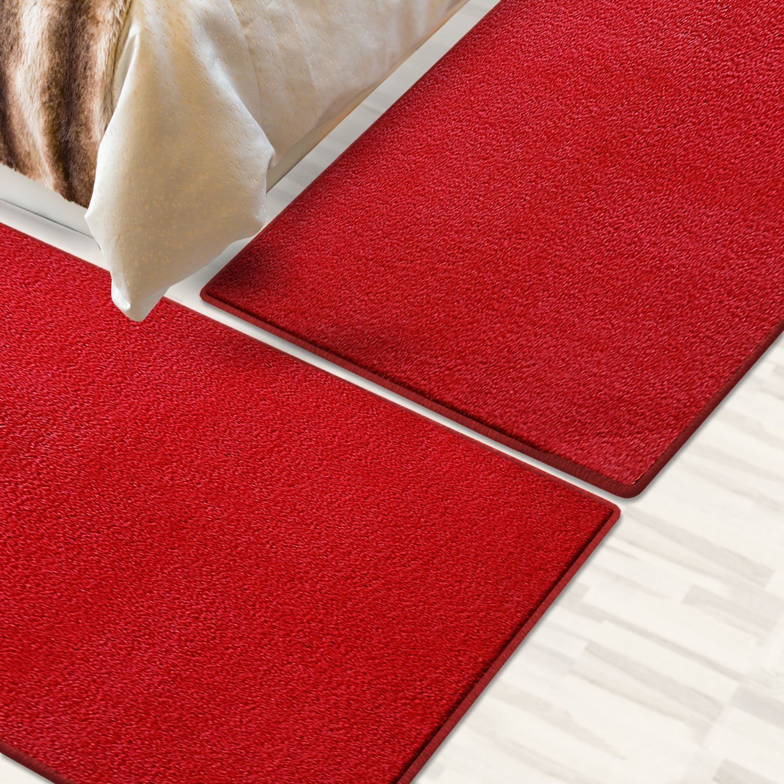 Hochflor-Bettumrandung Dynasty Rot, 3 Größen, Läufer, ideal im Schlafzimmer Floordirekt, Höhe 8.5 mm, (3-tlg), Velours