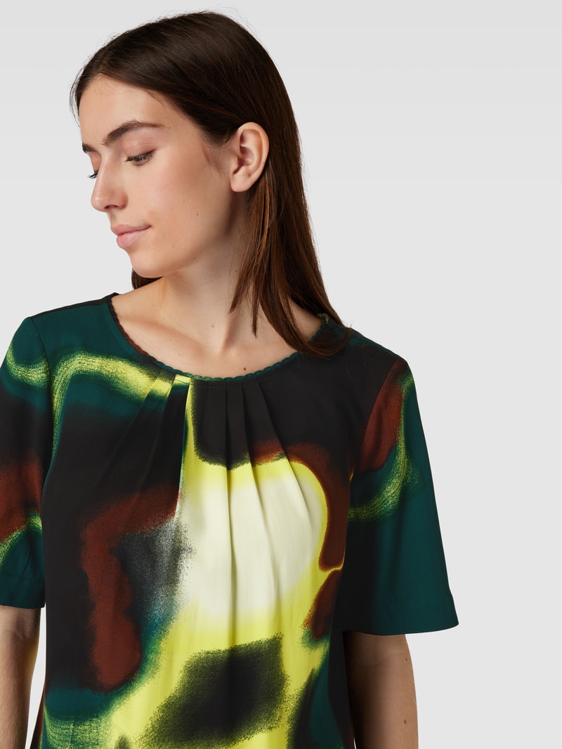Blusenshirt aus reiner Viskose mit Allover-Muster in bottle