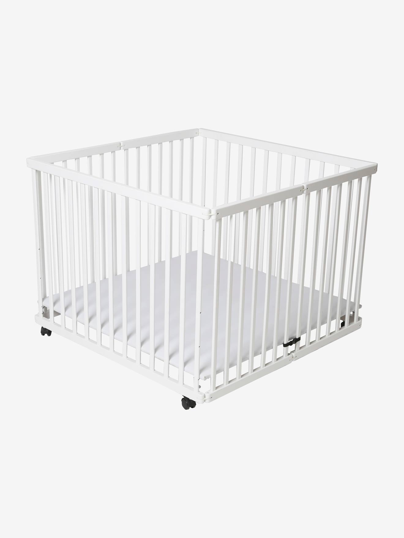 Vertbaudet Baby Laufgitter aus Holz, klappbar - weiß