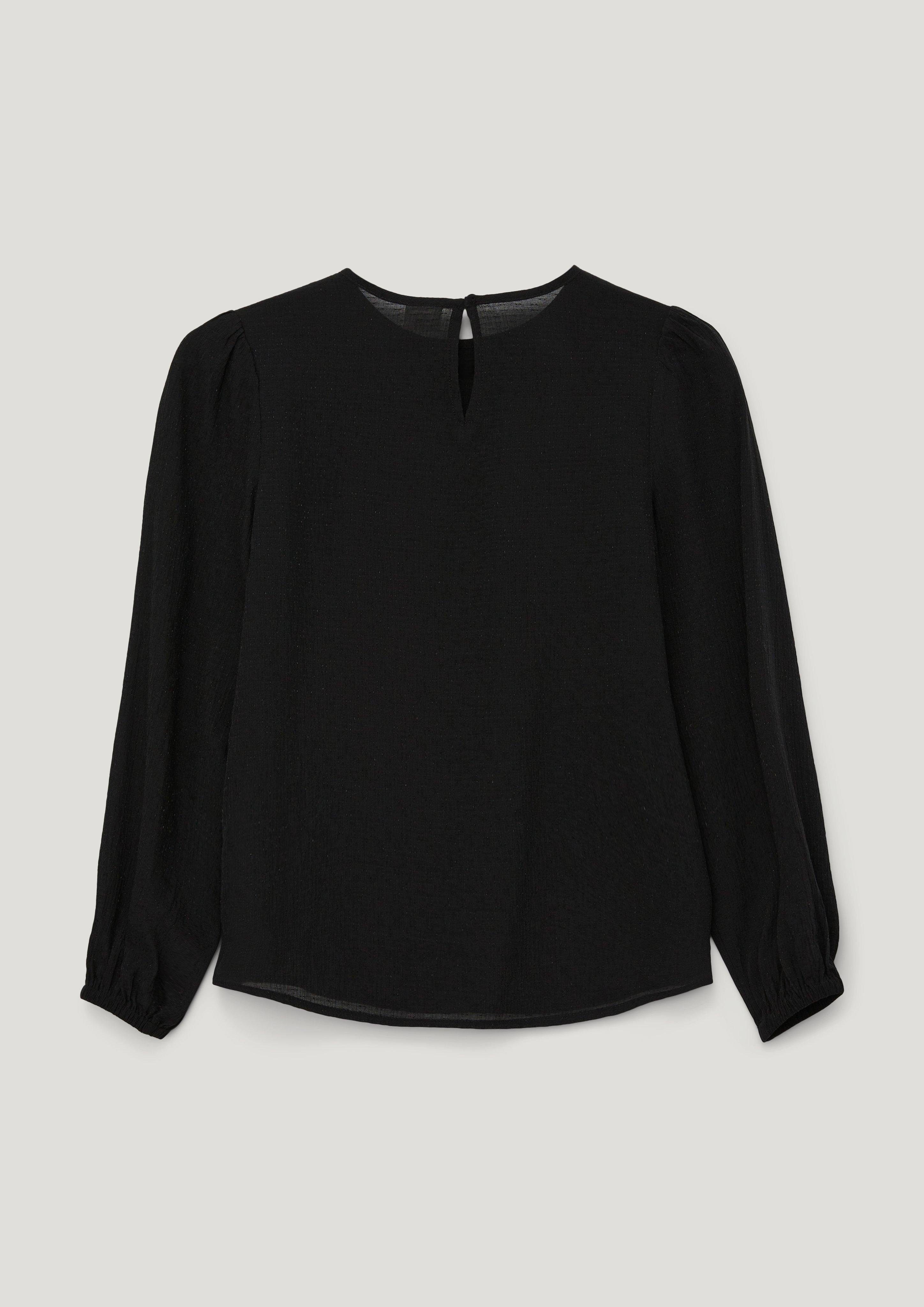 s.Oliver Langarmbluse Bluse mit Dobby-Struktur Raffung