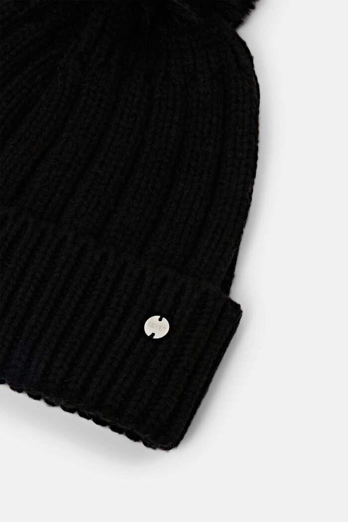 Rippstrick-Beanie, Wollmix