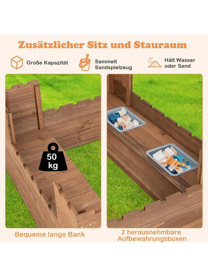 COSTWAY Sandkasten in Bunt günstig kaufen 113 cm