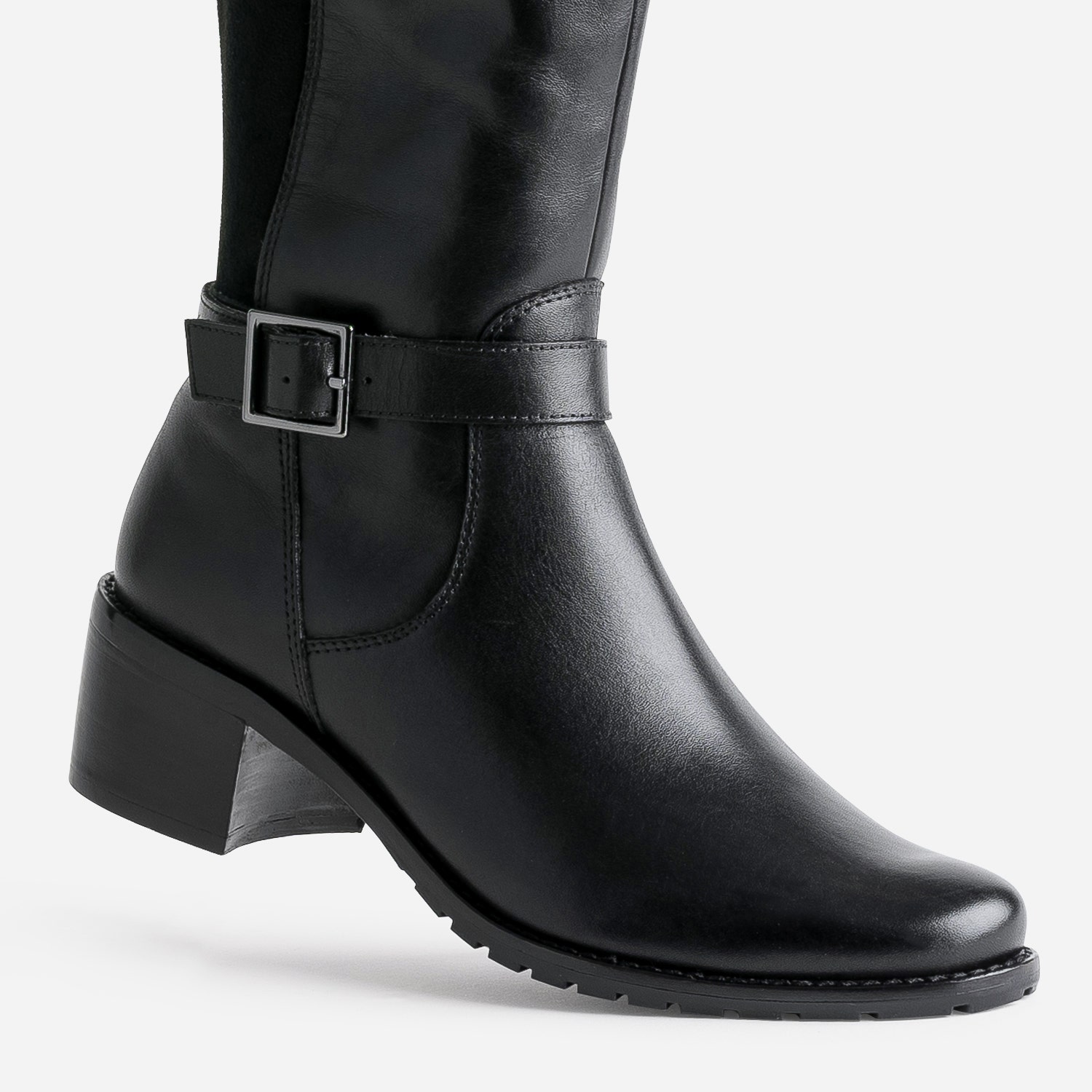 Botte CAPRICE noire cuir bi matière