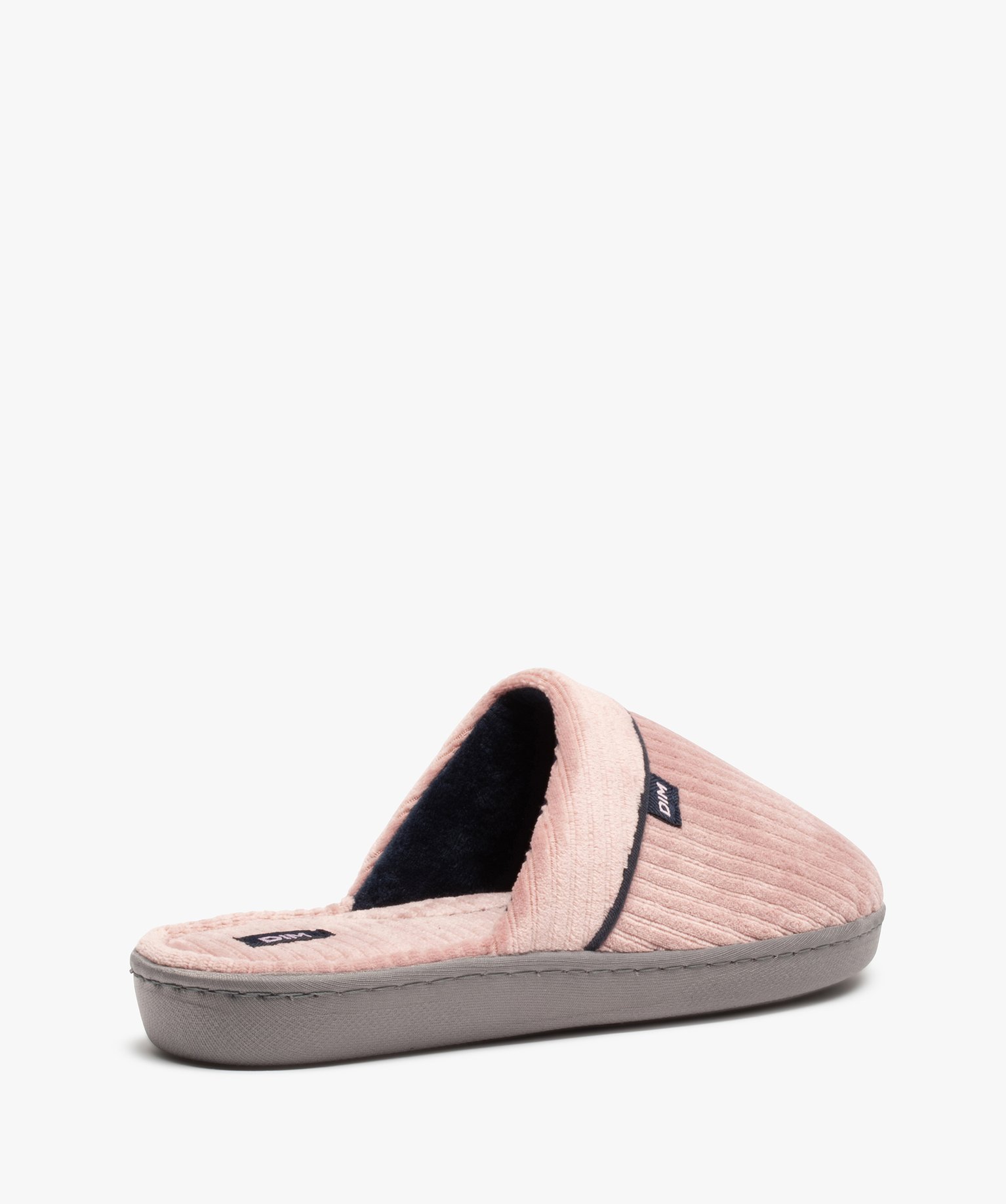 Chaussons femme mules plates en velours ctelé - Dim rose | GEMO