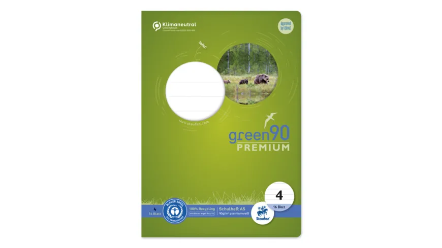 Ursus Green Premium Heft A5 16 Blatt Lineatur 4 - 10mm liniert