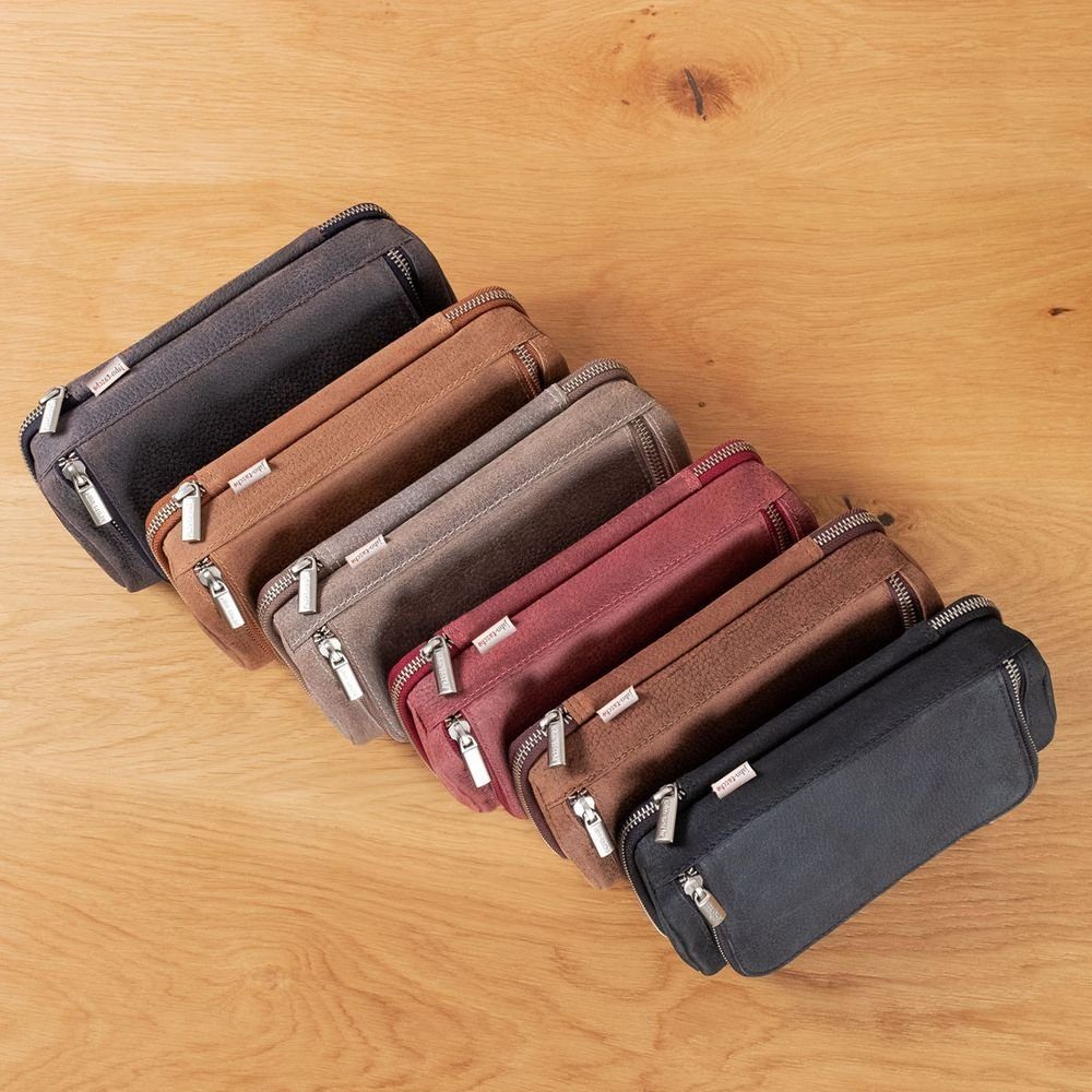 Jahn-Tasche Pencilbag Sehr Großes Federmäppchen XL 2 Fächer, Leder Braun, Jahn-Tasche 020