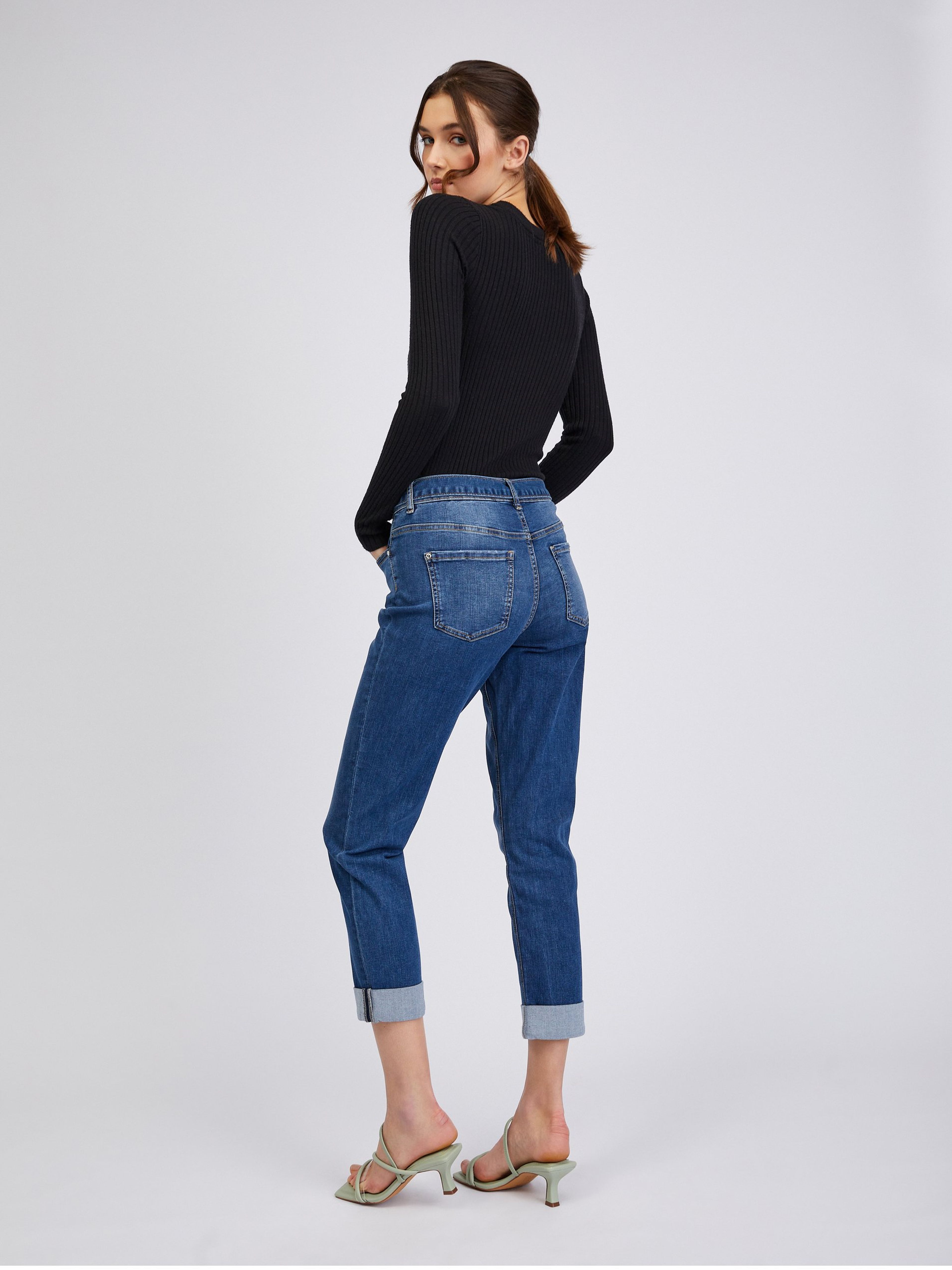 Dunkelblaue Damen-Cropped-Boyfriend-Jeans ORSAY