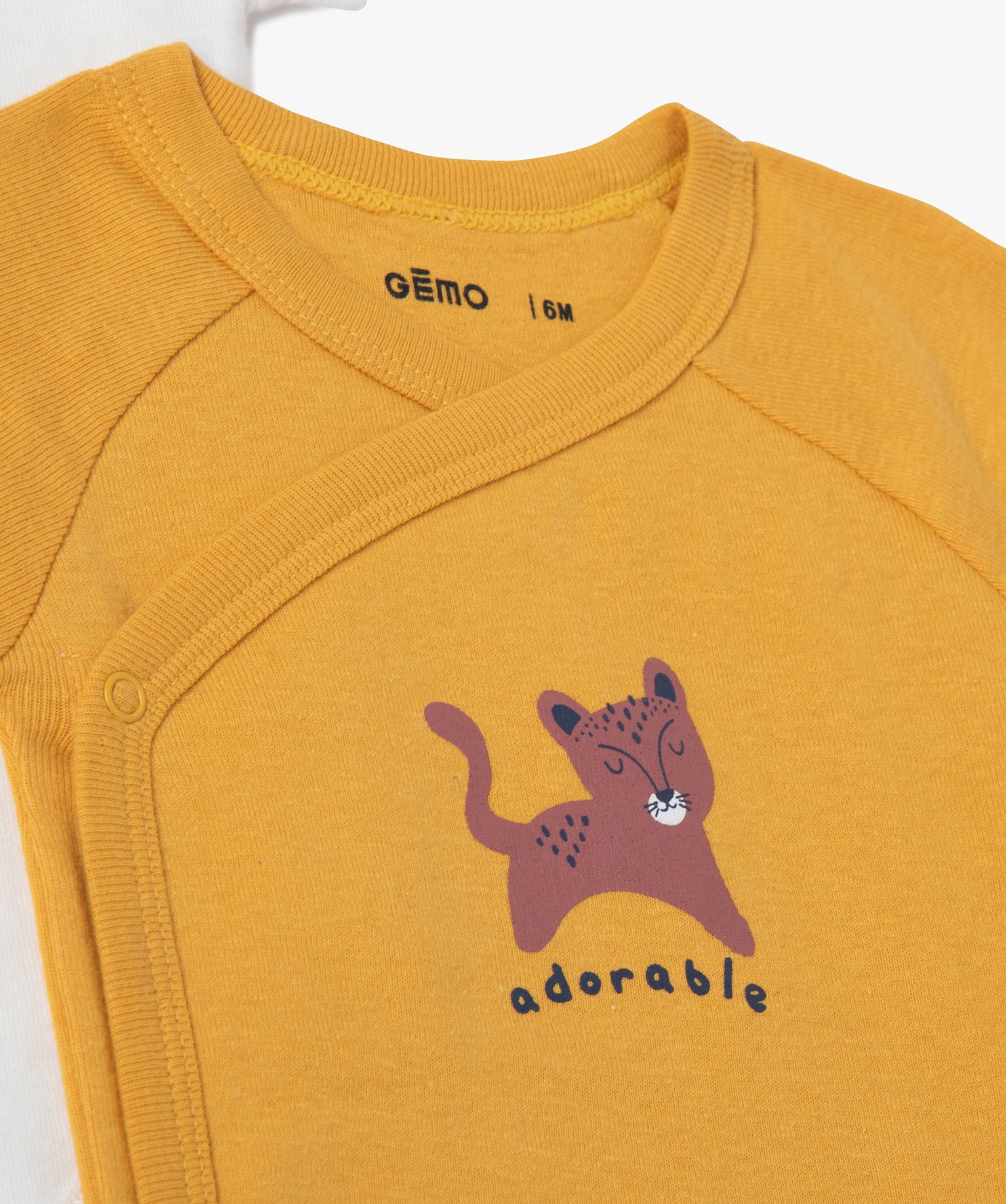 Bodies bébé manches courtes fermeture croisée (lot de 3) jaune | GEMO