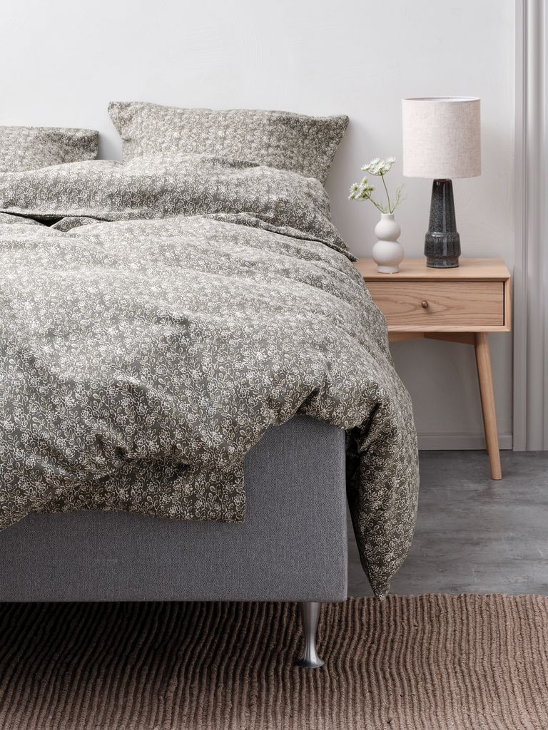 Conjunto de cama básico de flanela ROSA, tamanho 140x200, verde-oliva.