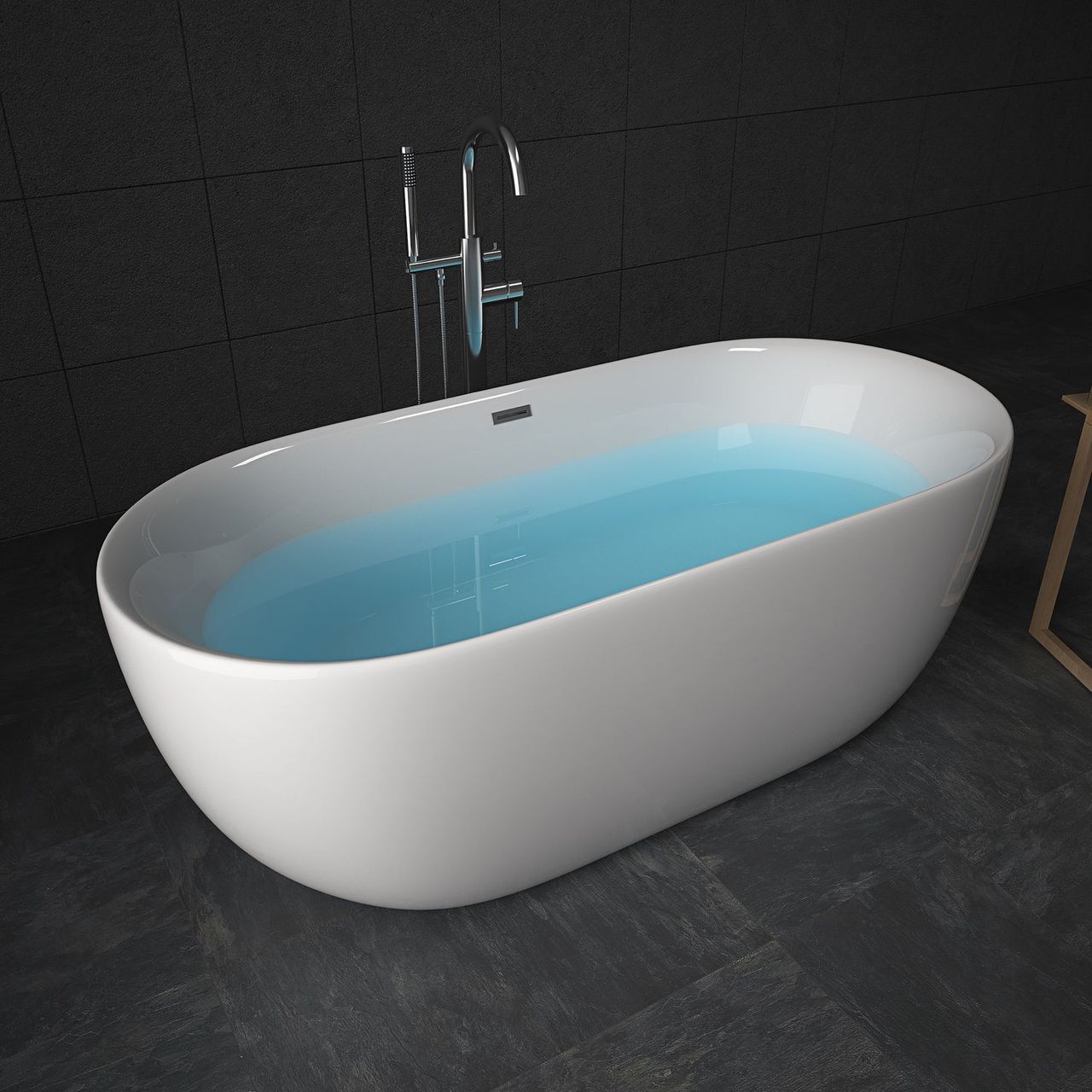 TroniTechnik Freistehende Badewanne Acrylbadewanne Standbadewanne Sifnos 170cm x 80cm x 58cm