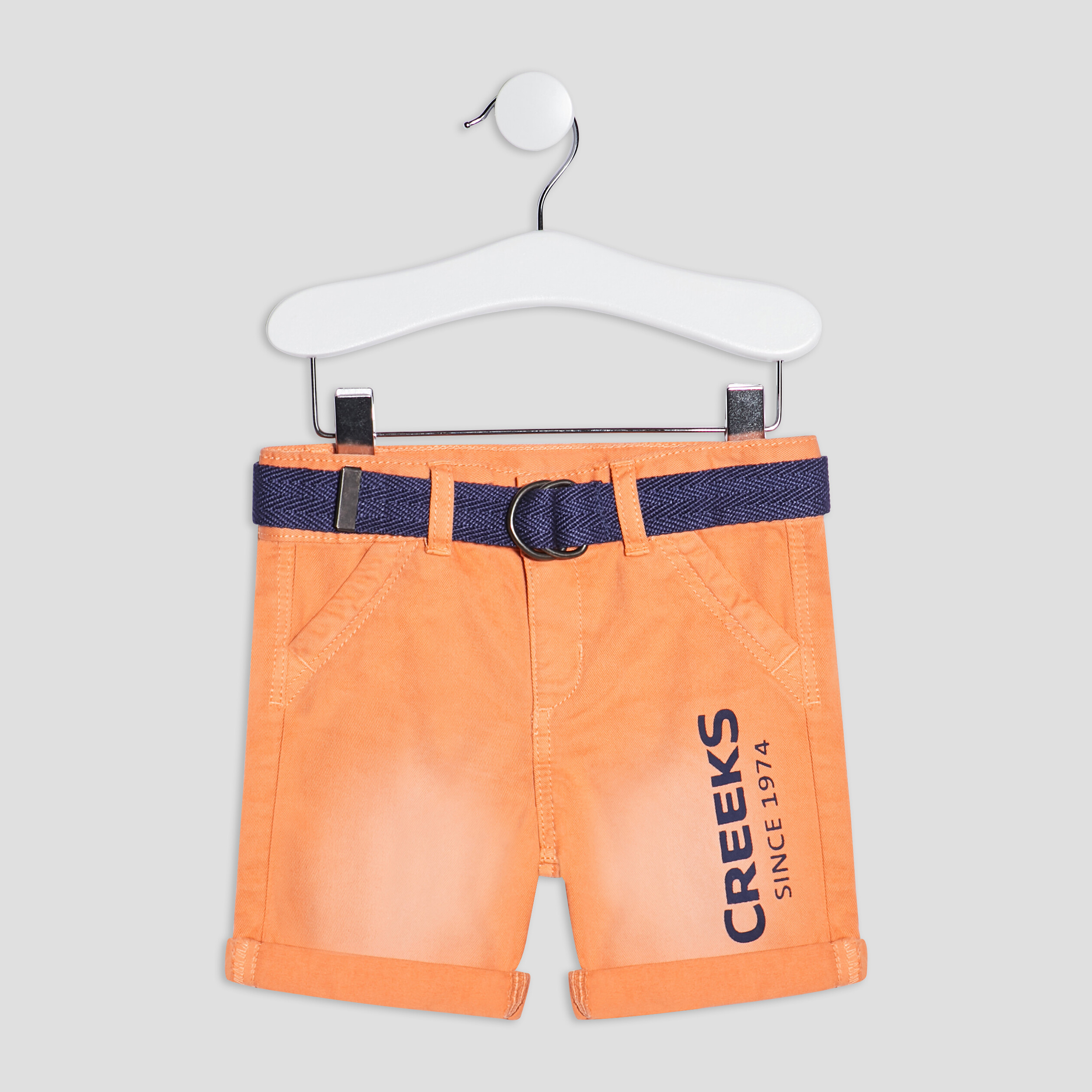 Bermuda droit ceinturé Creeks orange bébé garçon | La Halle