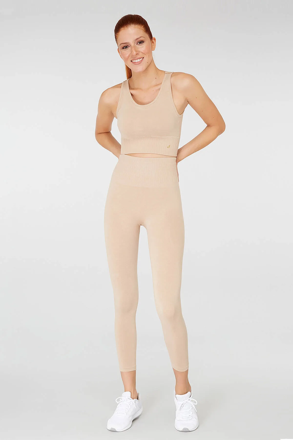 Jerf  Luz Belt Rip Detaillierte, straffende Leggings mit hoher Taille, Beige