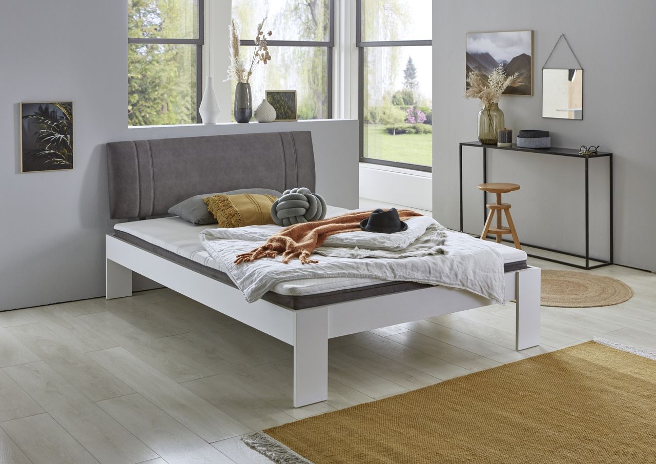 Relita Futonbett Lian, LF 140 x 200 cm, inkl. Polsterkopfteil Besa, Rolllattenrost und Matratze