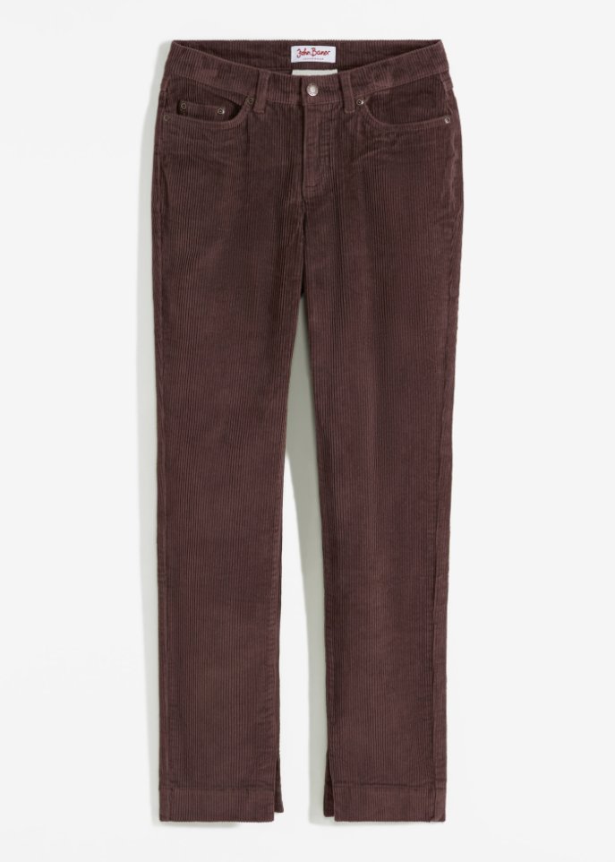 Stretch-Cordhose, Straight mit Schlitz