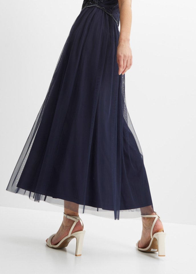 Maxikleid mit Perlen-Applikation
