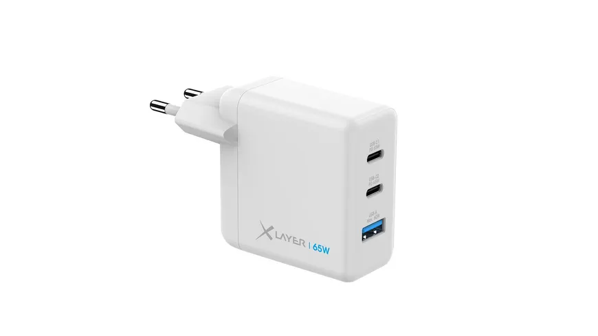 XLayer Powercharger 65W mit 2x USB Typ C & 1x USB Typ A White