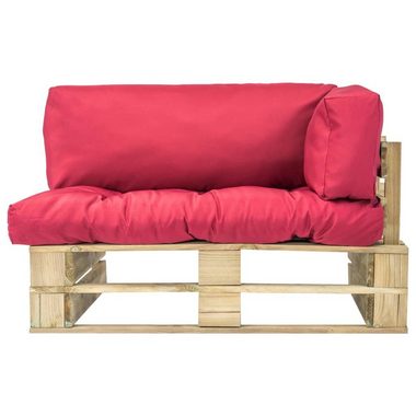 vidaXL Loungesofa Outdoor-Sofa Paletten mit Kissen in Rot Kiefernholz, 1 Teile