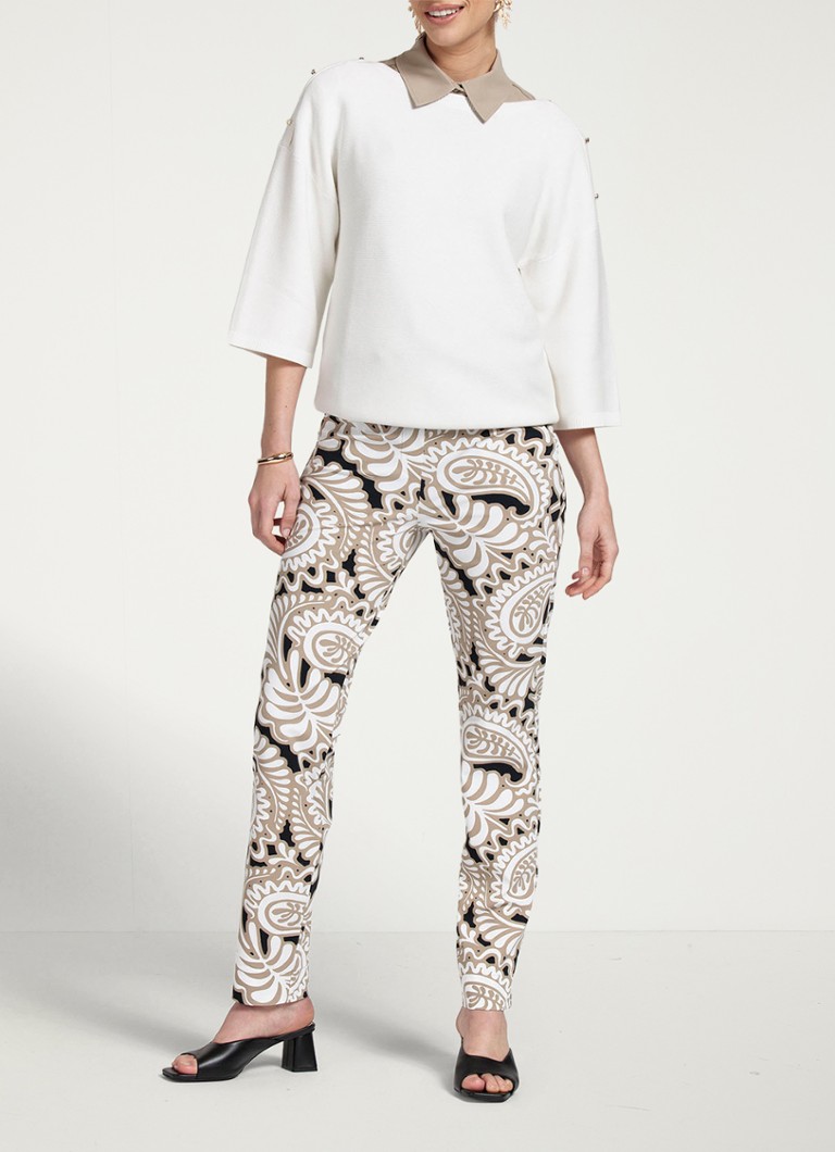 Studio Anneloes Anke mid-waist slim-fit trousers with paisley pattern