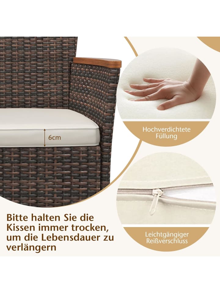 COSTWAY Polyrattan Gartenmöbel 7 tlg. Set in Braun günstig kaufen onesize