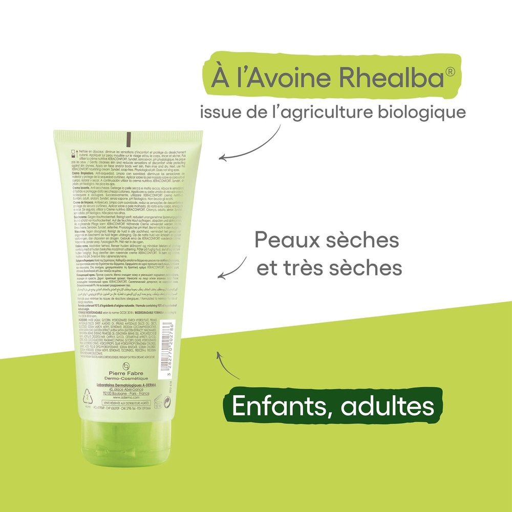 A-Derma Xeraconfort crème lavante anti-dessèchem ent 200ml  Crème lavante