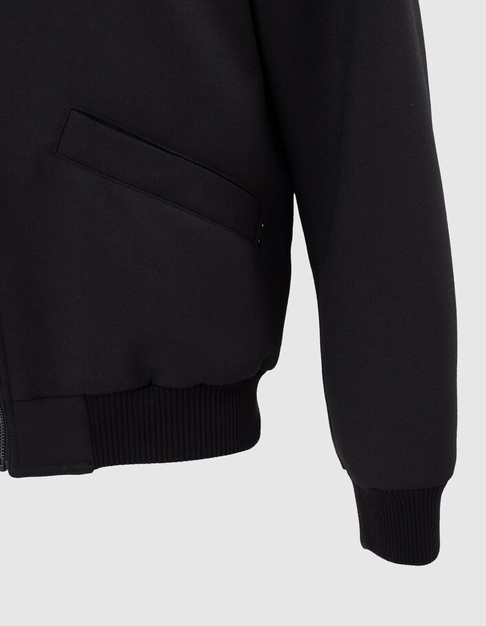 Blouson noir forme bomber à double col Homme