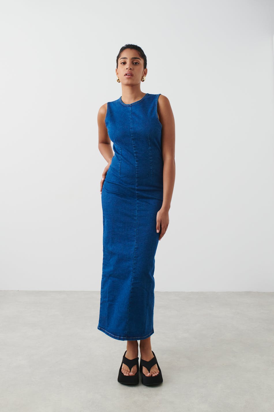 Column denim dress