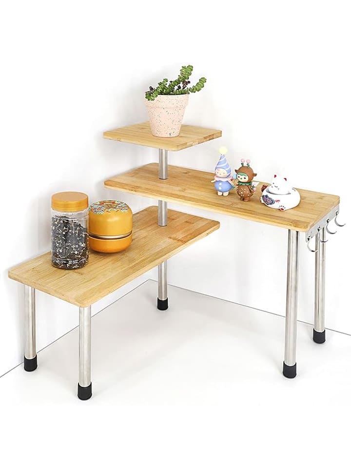 Joybos Eckregal in Hellbraun/ Silber - (B)45 x (H)38,5 x (T)43 cm günstig kaufen onesize