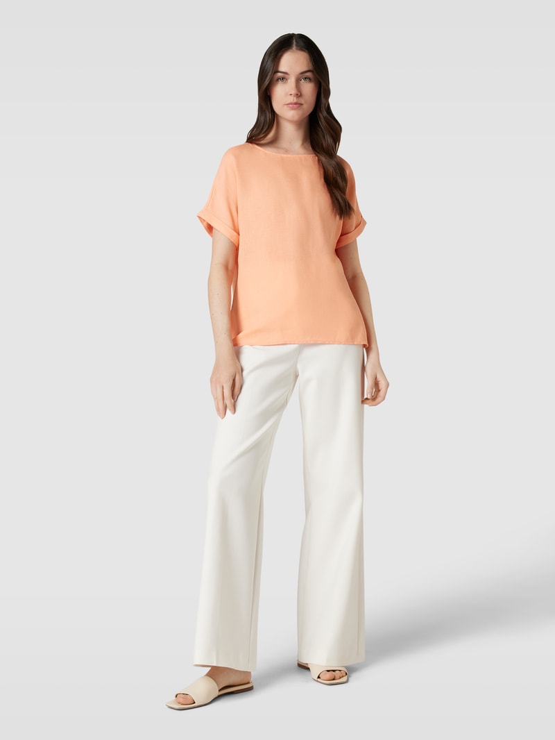 Leinenbluse mit U-Boot-Ausschnitt in apricot